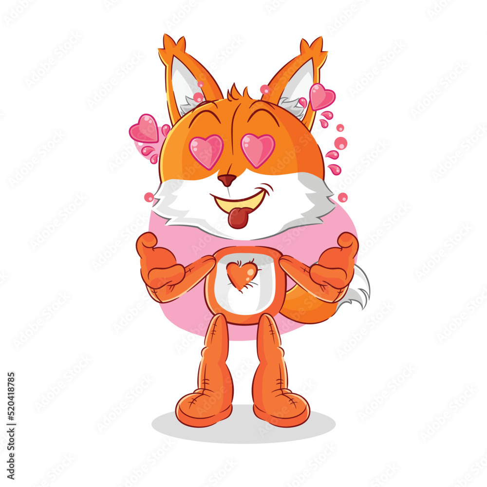 Fototapeta premium fox fallin love vector. cartoon character