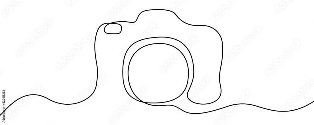 One continuous line camera. Hand drawing of camera. Modern linear style ...