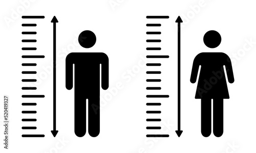 Height man vector icon. Scale tall human. Size person. Vector 10 EPS. photo