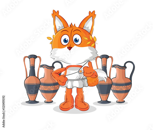 fox with greek clothing. cartoon mascot vector