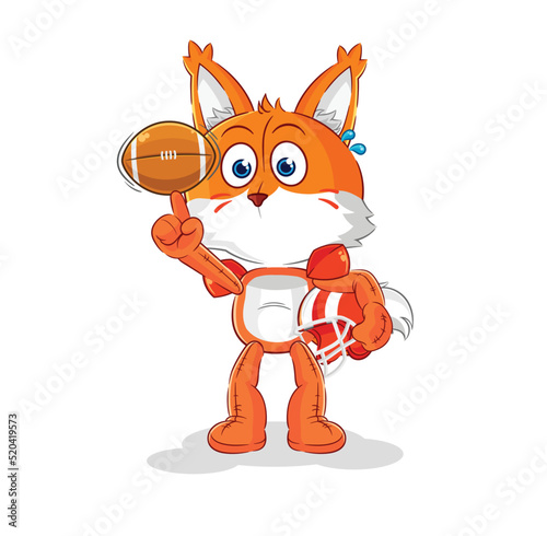 fox playing rugby character. cartoon mascot vector