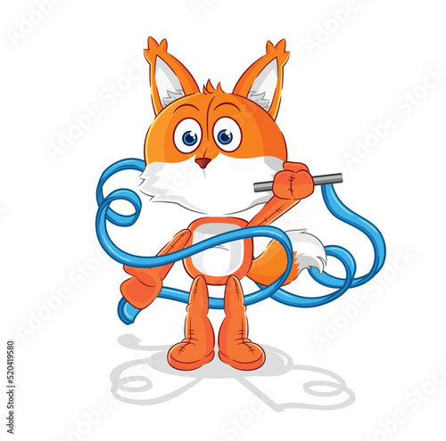 fox Rhythmic Gymnastics mascot. cartoon vector