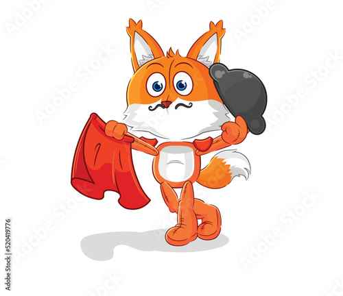 fox matador with red cloth illustration. character vector