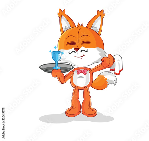 fox waiter cartoon. cartoon mascot vector