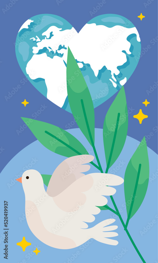 peace dove with heart earth