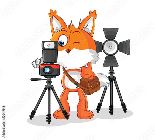 fox photographer character. cartoon mascot vector