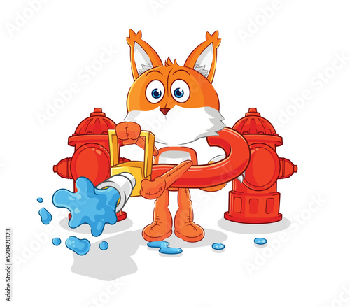 fox firefighter vector. cartoon character