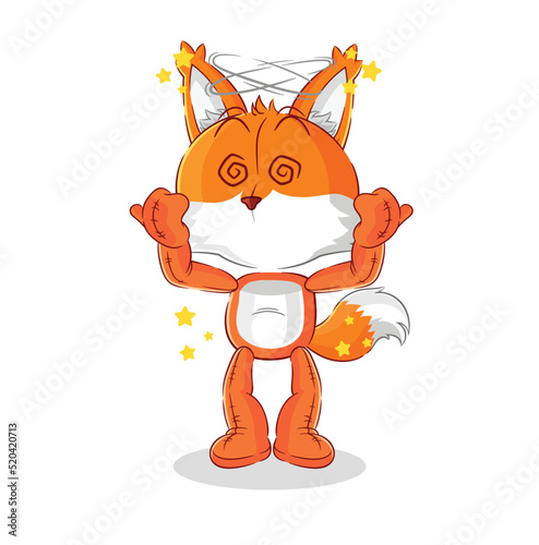 fox dizzy head mascot. cartoon vector