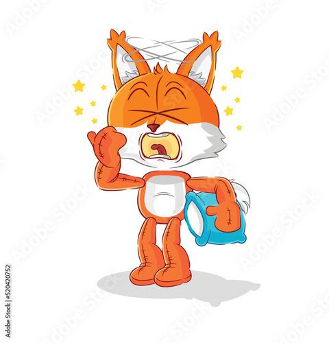 fox yawn character. cartoon mascot vector