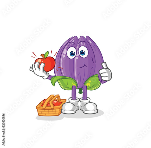 tulip eating an apple illustration. character vector