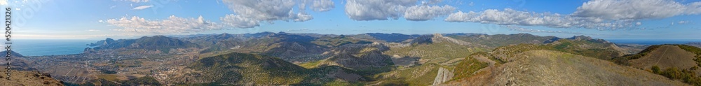 Naklejka premium View towards Sudak area from Ai-Georg mountain, Crimea, Russia.