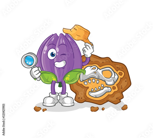 tulip archaeologists with fossils mascot. cartoon vector