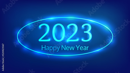 2023 Happy New Year neon background