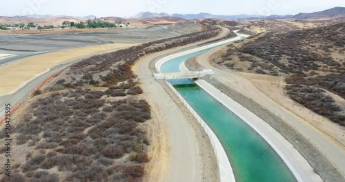 4k Pan Aerial of Water Flowing Through Aqueduct
 photo