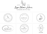 Botanical Floral Logo design element Hand Drawn flower and leave