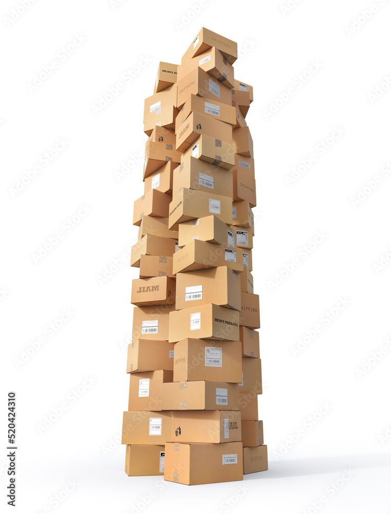 Mail Cardboard boxes on a white background. 3d illustration Mail Cardboard boxes on a white background. 3d illustration