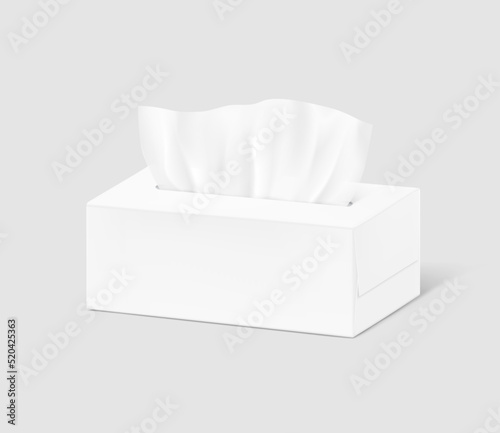 Realistic tissue set with box. Vector illustration. Can be use for template your design, presentation, promo, ad. EPS10.	