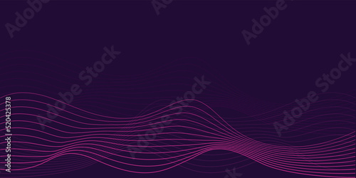 Professional purple color wavy lines abstract vector dark background