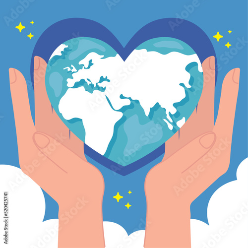 earth planet with heart shape