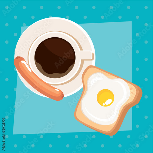 egg fried with coffee drink