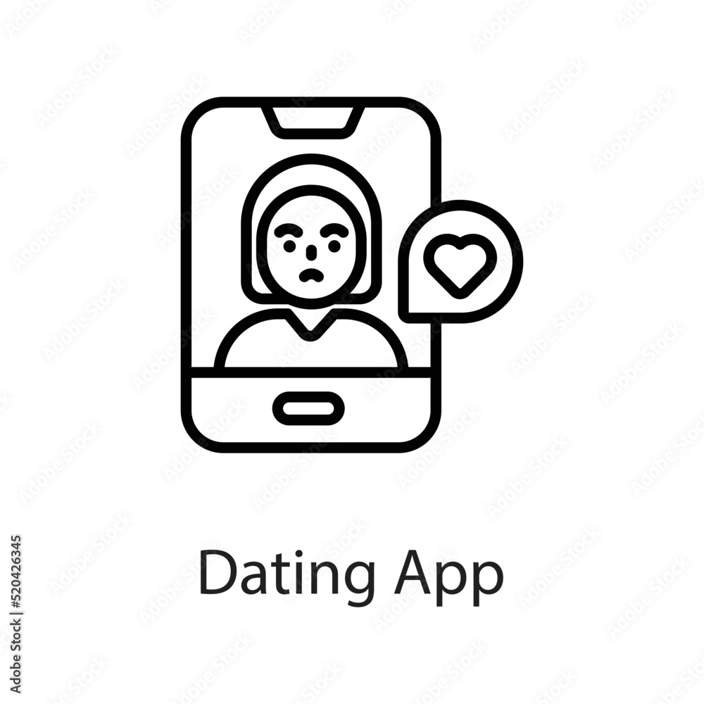 Dating App vector Outline Icon Design illustration on White background. EPS 10 File Dating App vector Outline Icon Design illustration on White background. EPS 10 File