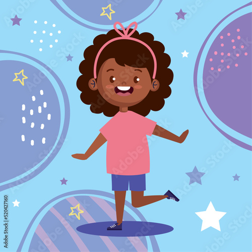 afro little girl walking