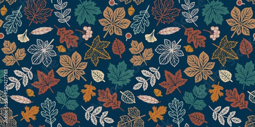 Fall vector seamless pattern for season fabric, decoration, wallpaper and wrapping paper