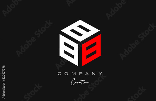 B red white three letter cube alphabet letter logo icon design. Creative template for company and business