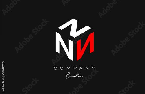 N red white three letter cube alphabet letter logo icon design. Creative template for company and business