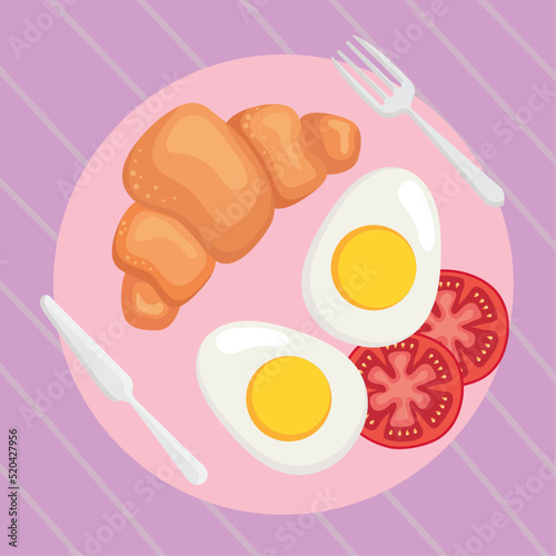 croissant with eggs boiled