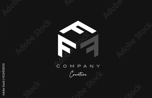 grey white F three letter cube alphabet letter logo icon design. Creative template for company