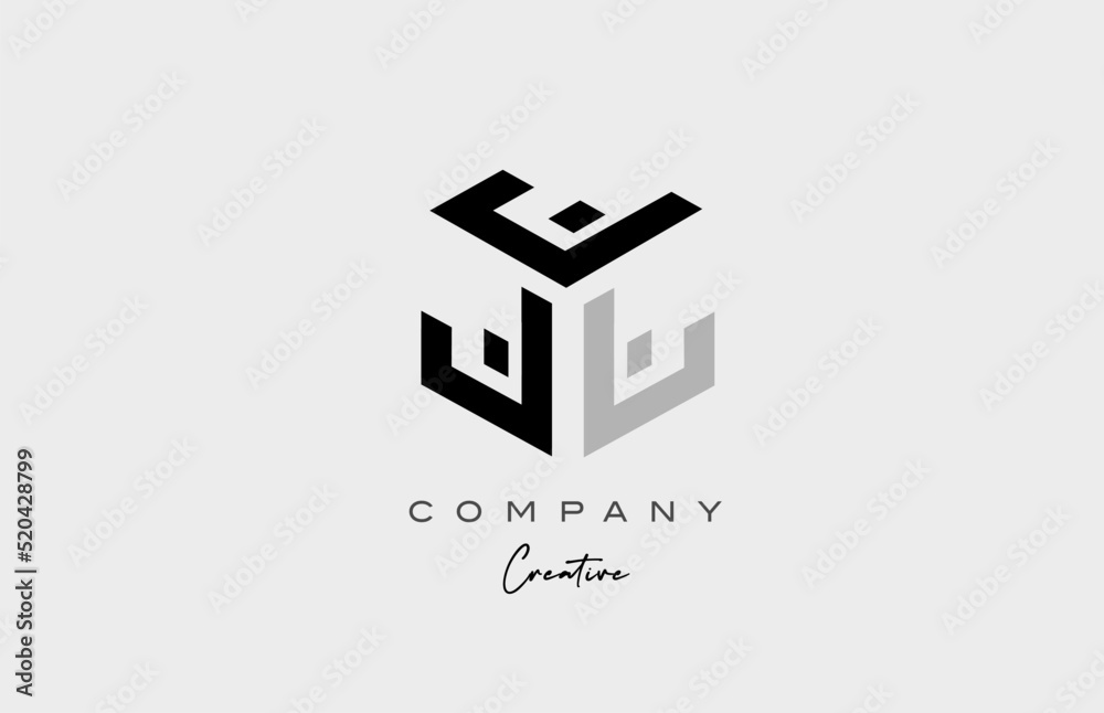 Fototapeta premium J grey three letter alphabet letter logo icon design. Creative template for business and company