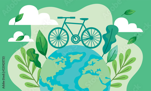 car free day poster with bike and earth