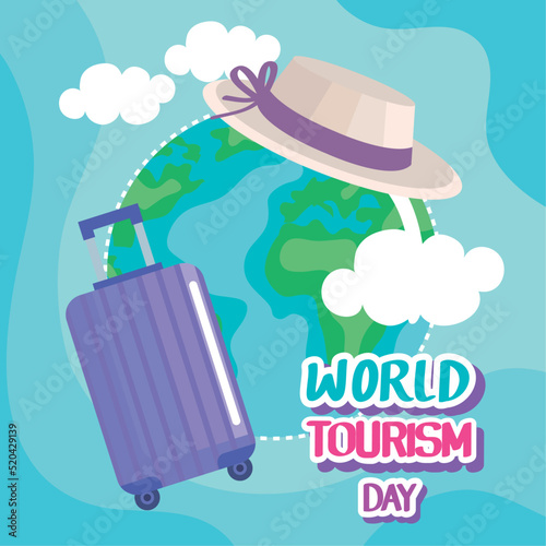 tourism day lettering with earth