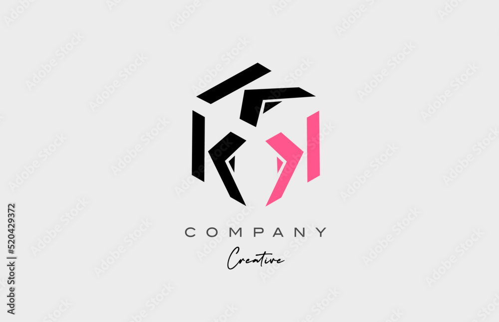 Fototapeta premium pink K three letter alphabet letter logo icon design. Creative template for business and company