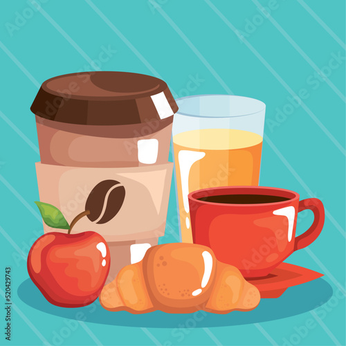 coffee and apple with croissant