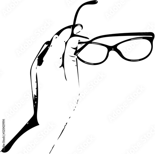 Vector illustration of a hand holding a pair of eyeglasses