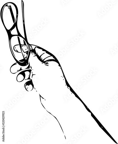 Vector illustration of a hand holding a pair of eyeglasses