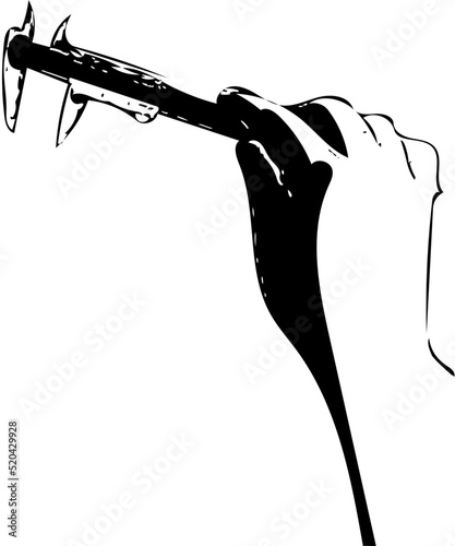 Vector illustration of a hand holding a vernier caliper