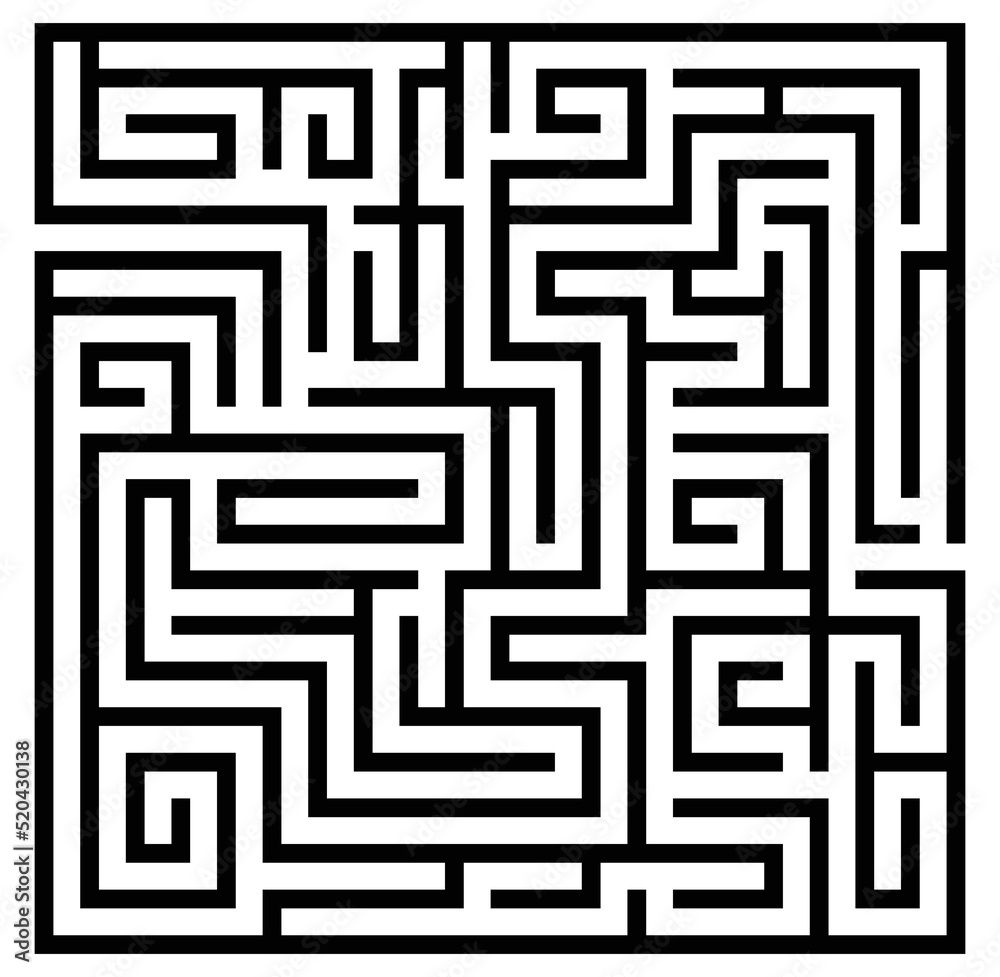 A square labyrinth vector image. Maze game illustration