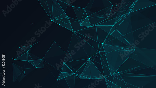 Network connection structure. Abstract blue background with moving dots and lines. Futuristic illustration. Digital technology design. Vector illustration.