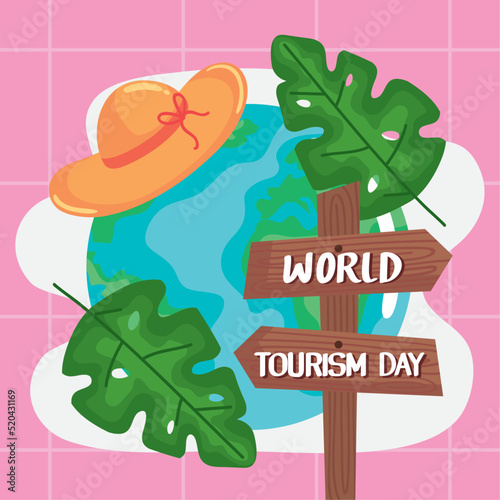 tourism day lettering with arrows signal