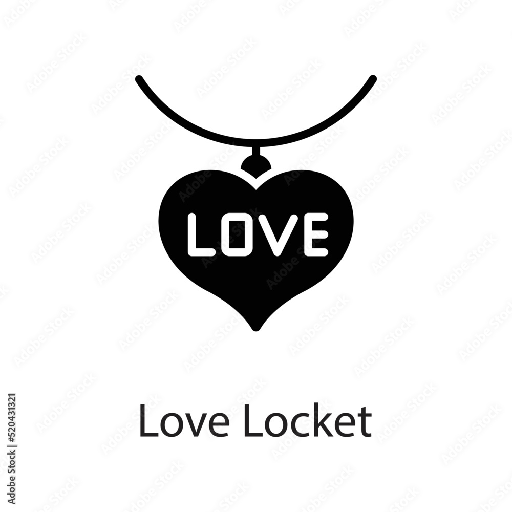 Love Locket vector Solid Icon Design illustration on White background. EPS 10 File  