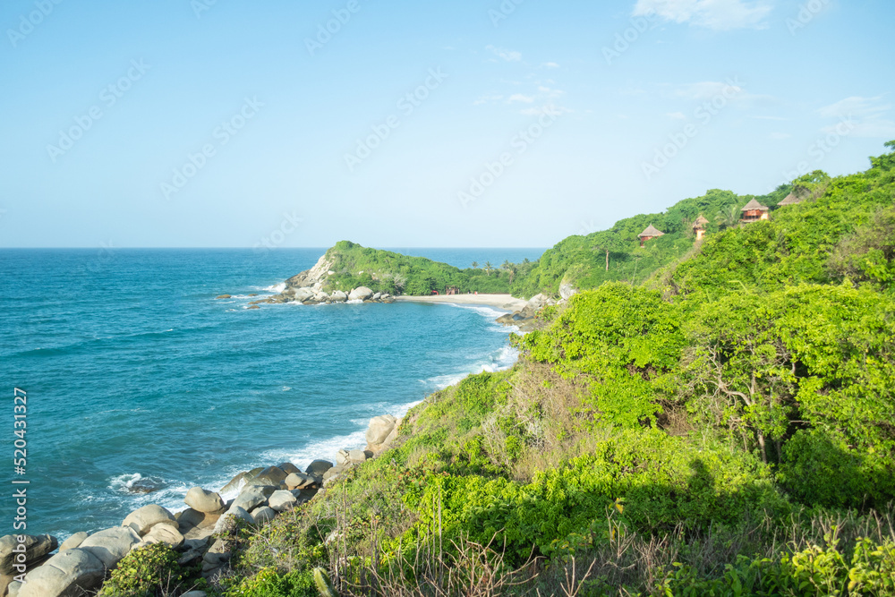 Cañaveral beach at sunset in Tayrona national park, Colombia