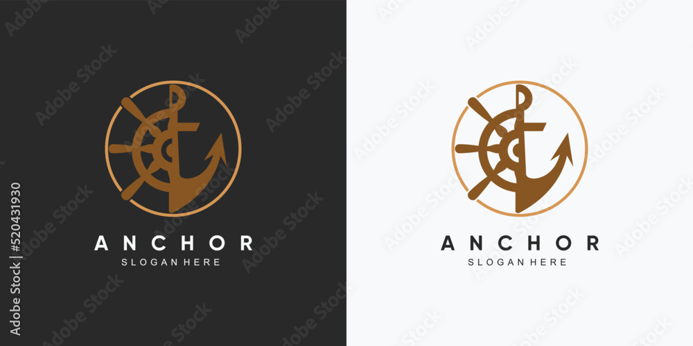 Anchor marine icon logo design template with creative element Anchor marine icon logo design template with creative element