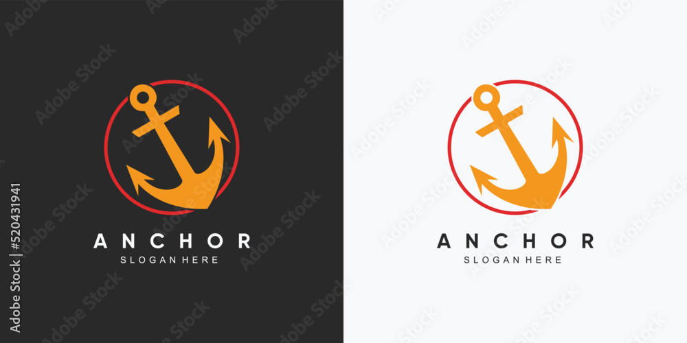 Anchor marine icon logo design template with creative element Anchor marine icon logo design template with creative element