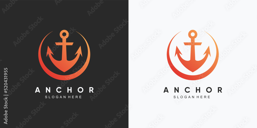 Anchor marine icon logo design template with creative element Anchor marine icon logo design template with creative element