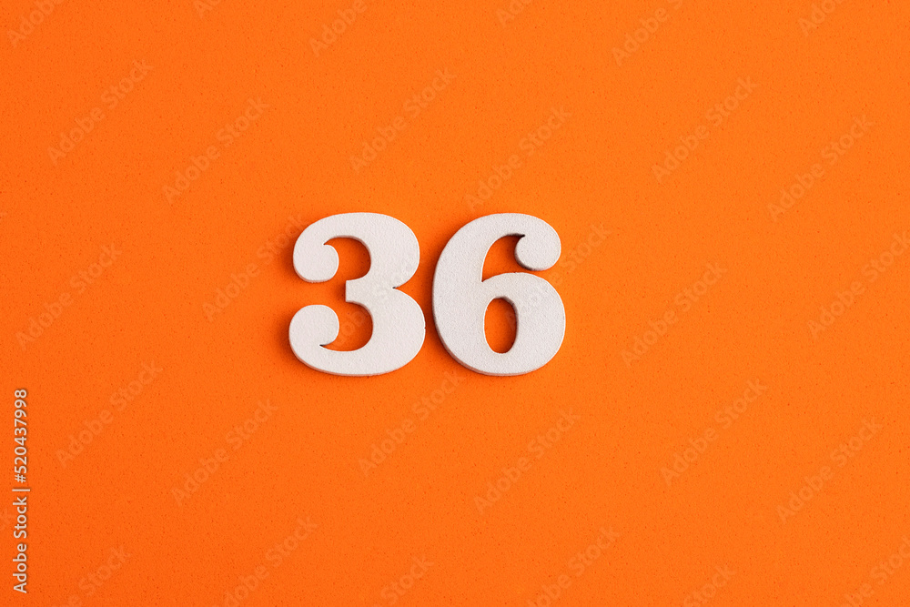 Number 36 - On orange foam rubber background Number 36 - On orange foam rubber background