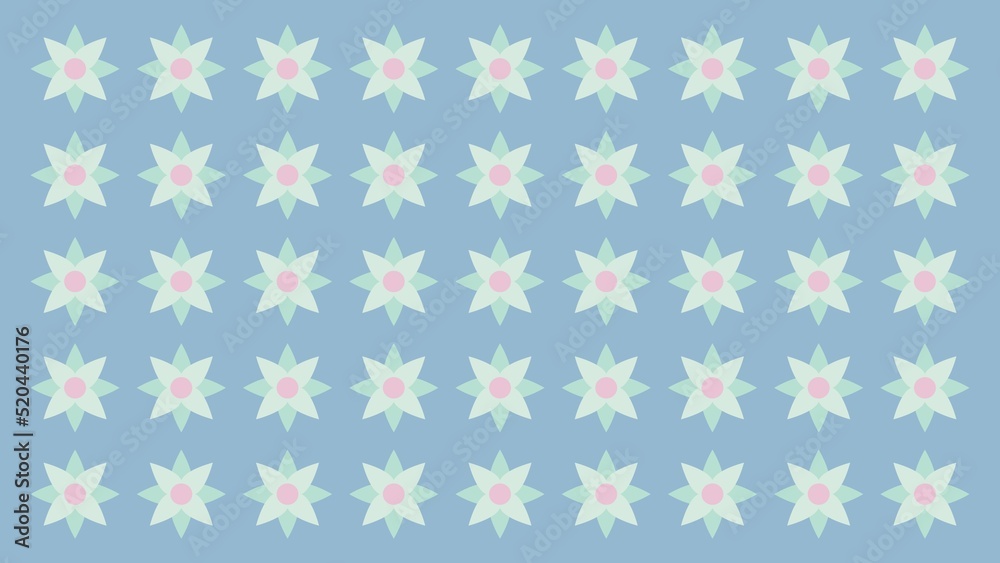 Seamless pattern with pastel flowers on a blue background. Wallpaper design. Seamless pattern with pastel flowers on a blue background. Wallpaper design.