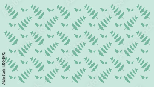 Modern minimalist abstract seamless pattern with fern leaves on green background. Creative contemporary design. 